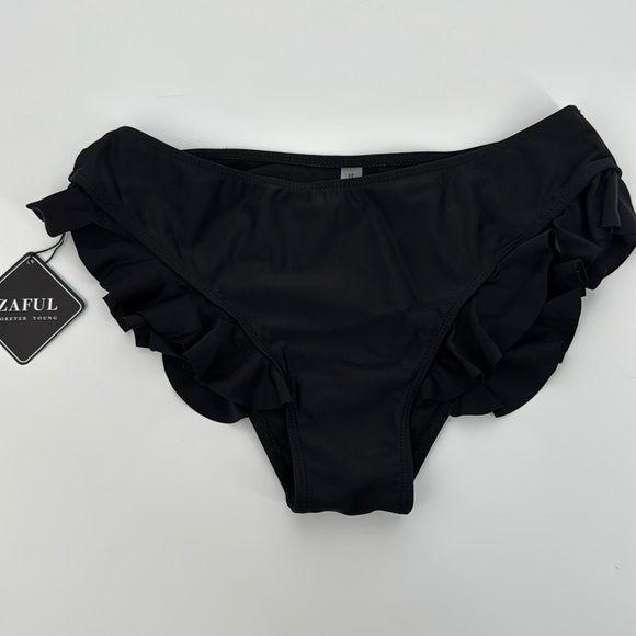 Zaful Women’s black Ruffled Swim Bottom size small - Picture 1 of 5